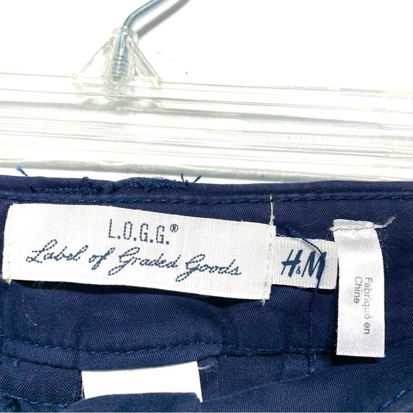 H&M LOGG Chino Navy Blue Mini Short Pencil Skirt Business Wear Career size 6 - Picture 2 of 6
